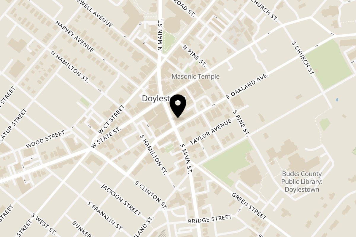 Map showing the location of Zad Albasha Mediterranean Grill & Cafe on 29 S Main St in Doylestown